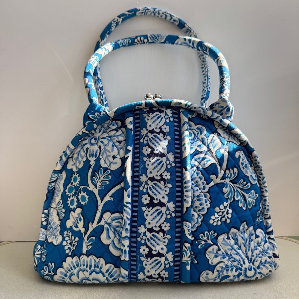 Vintage Vera Bradley Quilted Blue and White Floral Handbag